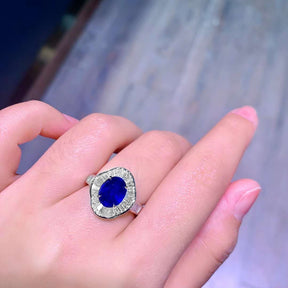 Royal Blue Unheated Sapphire Stone with Diamonds |Saratti
