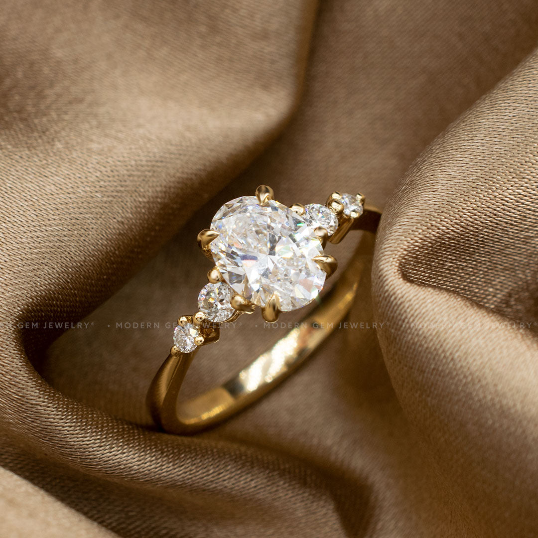 Three Stone Oval Engagement Ring | Custom Rings| Modern Gem Jewelry