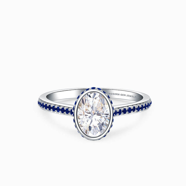 Oval Diamond Engagement Ring in White Gold | Modern Gem Jewelry