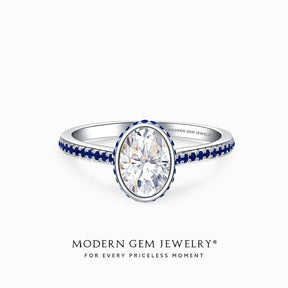 Oval Diamond Engagement Ring in White Gold | Modern Gem Jewelry
