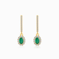 Emerald Drop Earrings in Yellow Gold