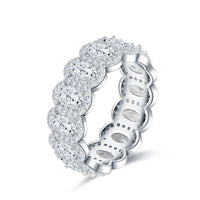 Oval Ring Wedding Band with Halo in White Gold