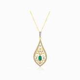 Emerald and Diamond Necklace Vintage Inspired | Saratti