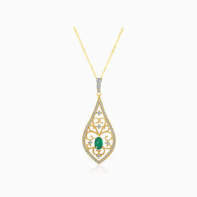 Emerald and Diamond Necklace Vintage Inspired | Saratti