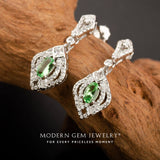 Natural Oval Tsavorite and Diamond Pave Earrings 