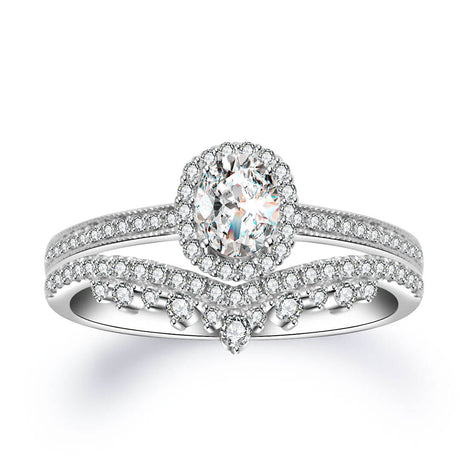 Oval Moissanite Split Shank Engagement Ring