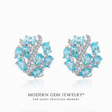 Natural Apatite and diamond pave stud earrings 