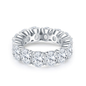 Thick Diamond Wedding Bands 14 carats Oval in White Gold | Modern Gem Jewelry | Saratti 