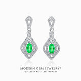 Vintage Style Oval Tsavorite and Diamond Earrings 