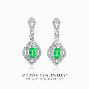 Dazzling Green Tsavorite and Diamond Halo Earrings | Modern Gem Jewelry | Saratti