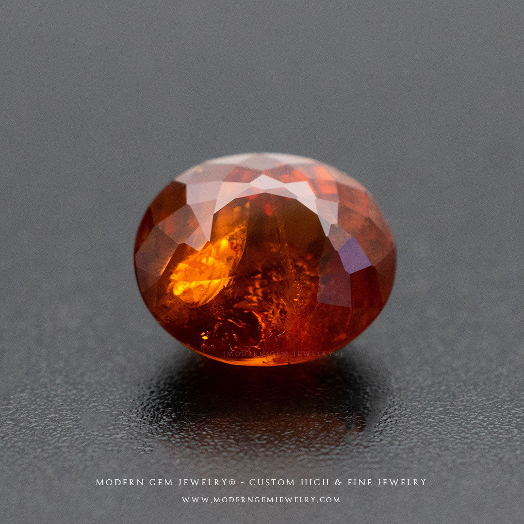 Oval Orange Natural Garnet Gem - Modern Gem Jewelry