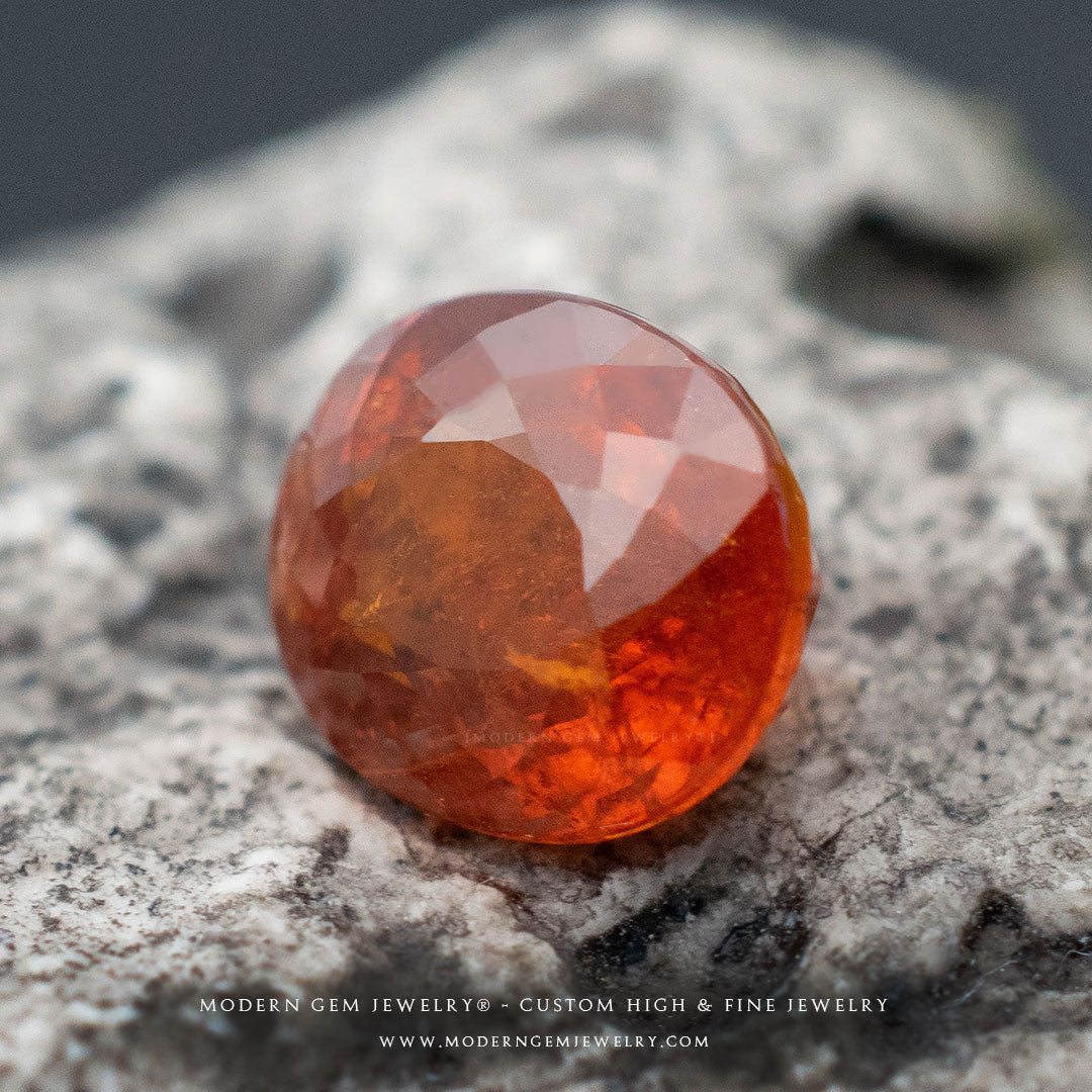 Oval Orange Natural Garnet Gemstone - Modern Gem Jewelry
