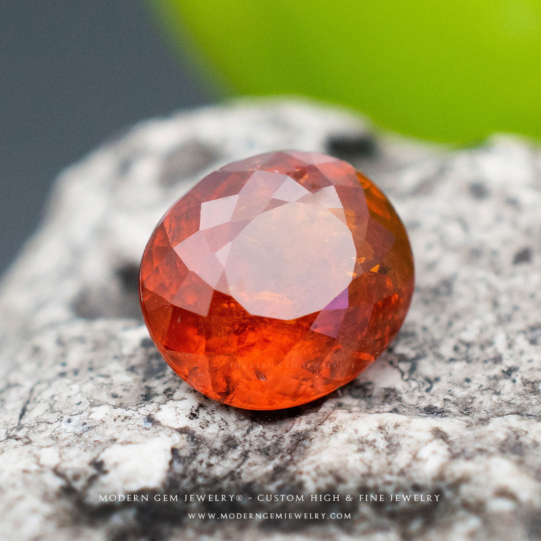 Oval Orange Natural Garnet Gemstone - Modern Gem Jewelry