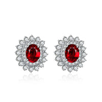 Red Ruby Earrings & Diamonds
