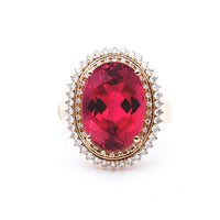 Tourmaline Ring with Diamonds In 18K Yellow Gold