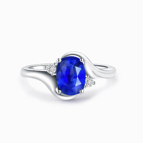 Charming Blue Sapphire and Diamond Promise Ring | Twisted Shank | Modern Gem Jewelry | Saratti