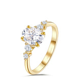 Oval Moissanite Ring In 18K Yellow Gold | Custom Rings| Modern Gem Jewelry