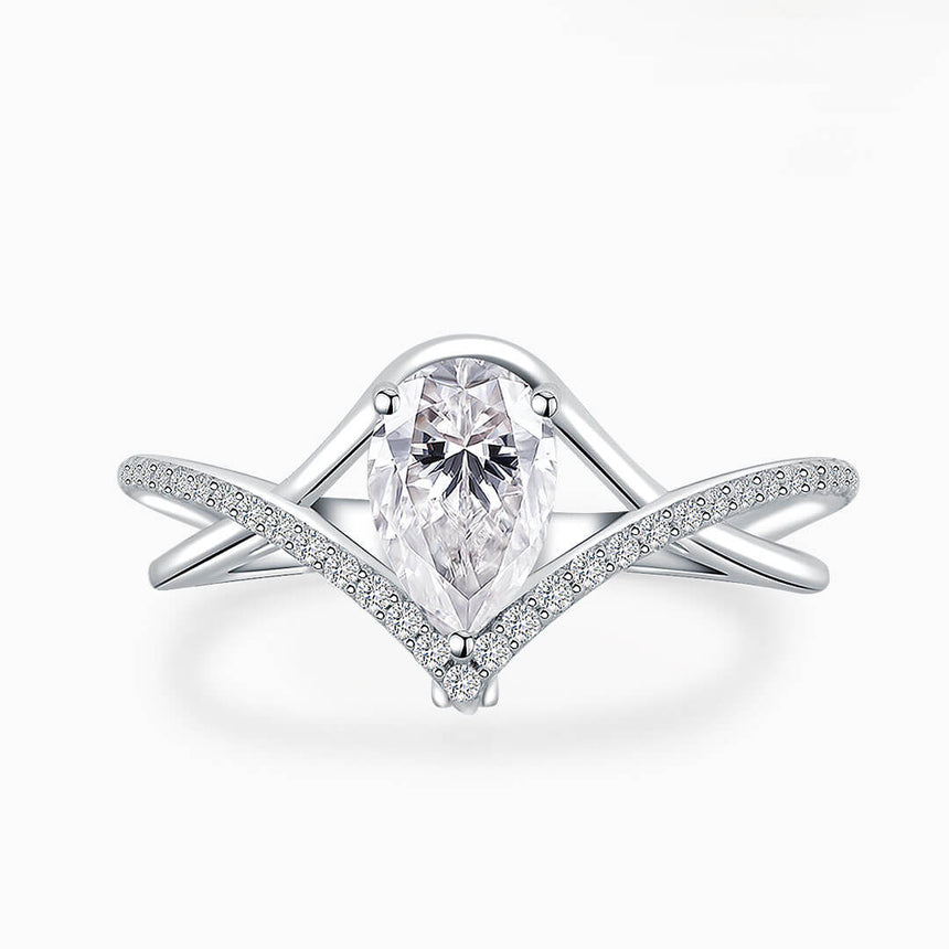 Split shank Pear Cut Diamond Engagement Ring 