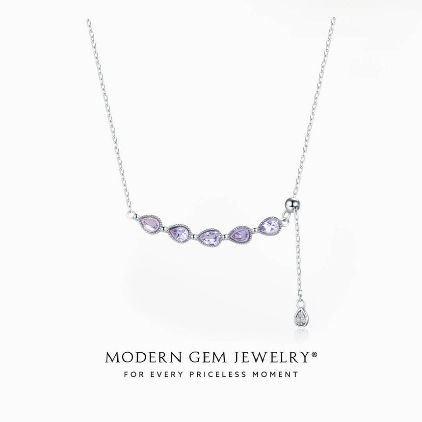 Wisteria Tanzanite Necklace in White Gold | Modern Gem Jewelry | Saratti