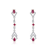 Natural Ruby Earrings & Diamond in White Gold | Custom Earrings| Modern Gem Jewelry