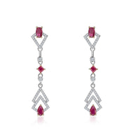 Natural Ruby Earrings & Diamond in White Gold