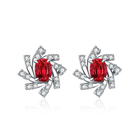 Vintage Ruby and Diamond Earrings in White Gold | Saratti