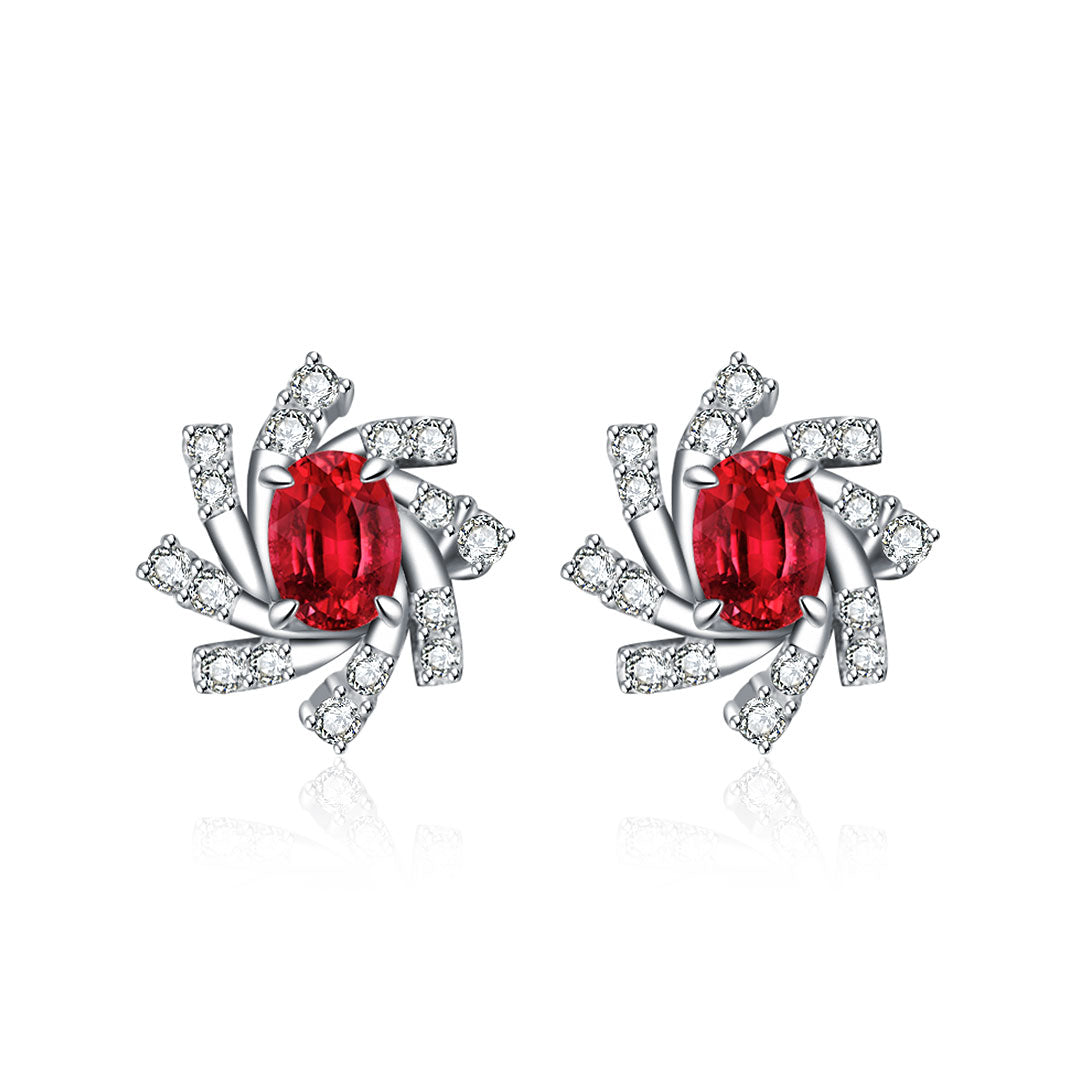 Vintage Ruby and Diamond Earrings in White Gold | Saratti