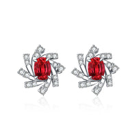 Vintage Ruby Earrings & Diamonds In White Gold