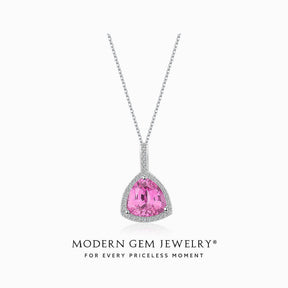 Sterling Silver version of the Sakura Henzo Pink Topaz Necklace | Modern Gem Jewelry | Saratti
