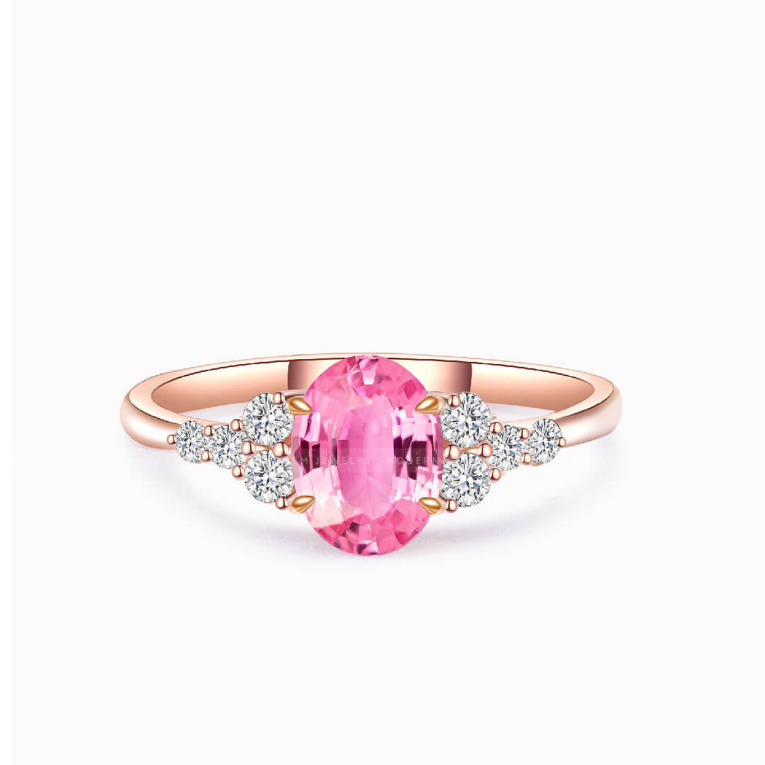 Rose Gold Pink Sapphire Ring in 18K Rose Gold | Modern Gem Jewelry  | Saratti
