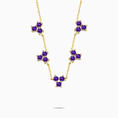 Purple Necklace | Natural Amethyst in 18K Yellow Gold Necklace | Saratti