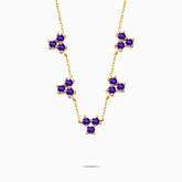 Purple Necklace | Natural Amethyst in 18K Yellow Gold Necklace | Saratti