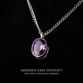 Purple Amethyst Pendant Necklace | Modern Gem Jewelry