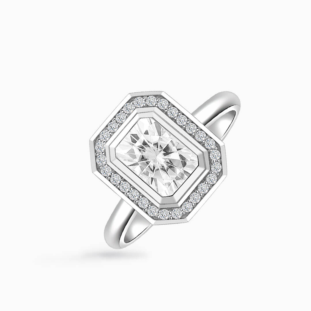 Unique Diamond Engagement Ring with Radiant Cut Moissanite Ring | Modern Gem Jewelry