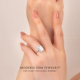 Radiant Cut Moissanite in 18K White Gold | MOdern Gem Jewelry