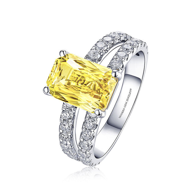 Radiant Cut Yellow Sapphire Ring| Saratti