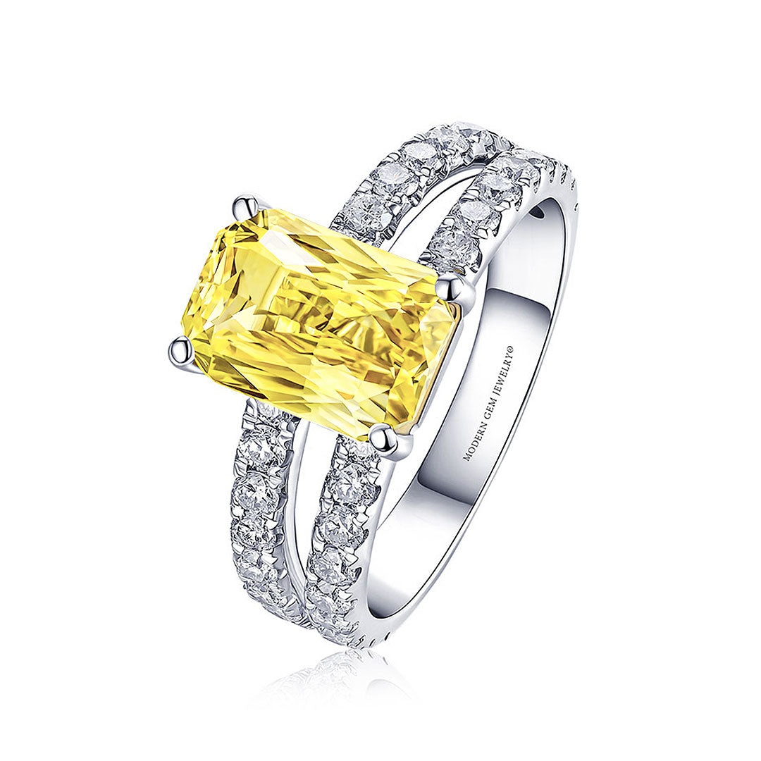 Radiant Cut Yellow Sapphire Ring| Saratti