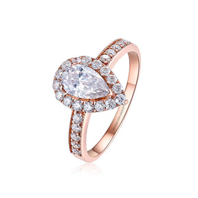 1 Carat Pear Shaped Diamond Ring In Rose Gold | Custom Rings | Modern Gem Jewelry