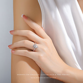 1 Carat Pear Shaped Diamond Ring In Rose Gold | Custom Rings | Modern Gem Jewelry