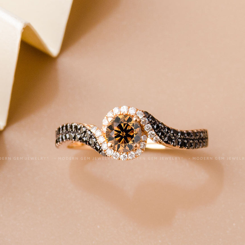 18K rose gold diamond engagement ring 