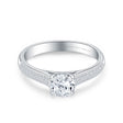 18K White Gold Oval Diamond Engagement Ring with diamond pave 