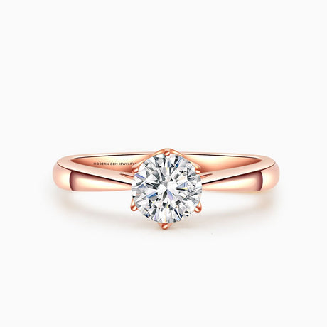 Round Diamond Rose Gold Solitaire Ring | Modern Gem Jewelry