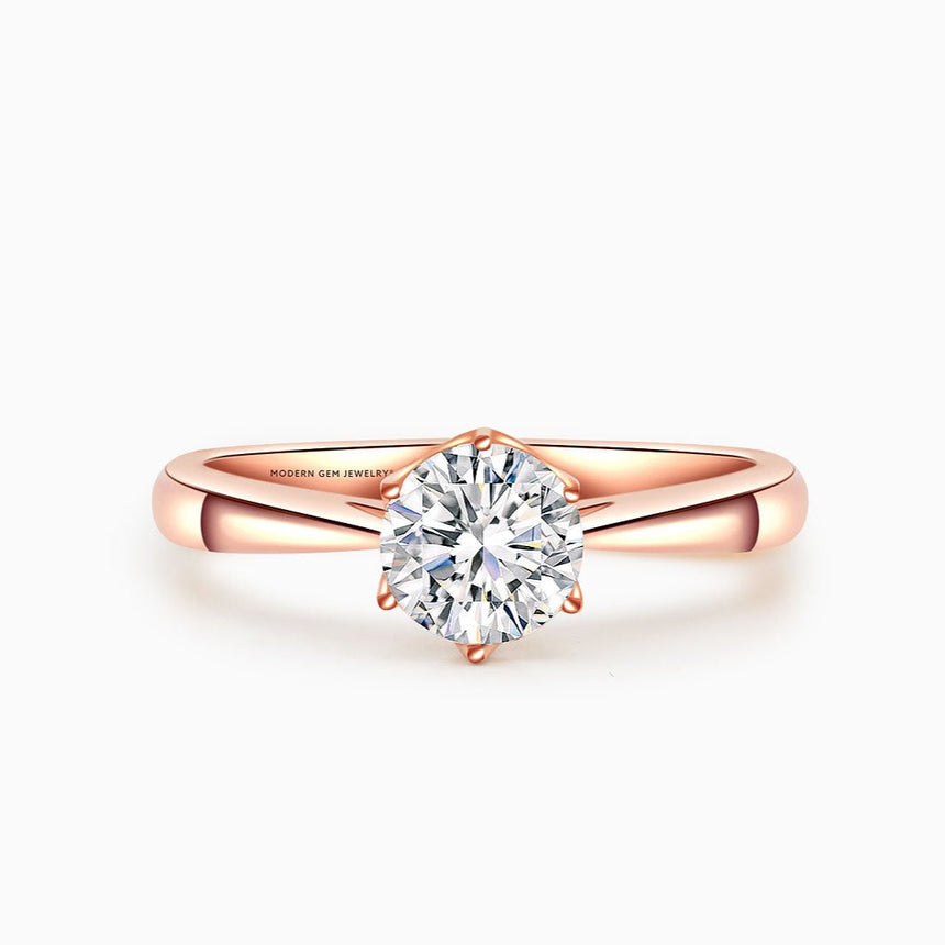 Round Diamond Rose Gold Solitaire Ring | Modern Gem Jewelry