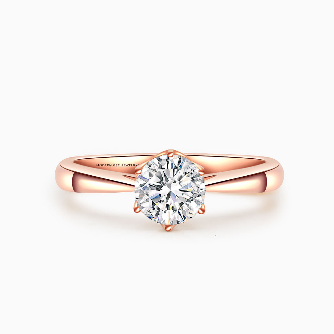 Round Diamond Rose Gold Solitaire Ring | Modern Gem Jewelry