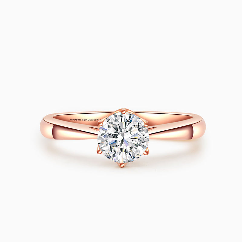 Prong Set Rose Gold Solitaire Diamond Ring | Saratti