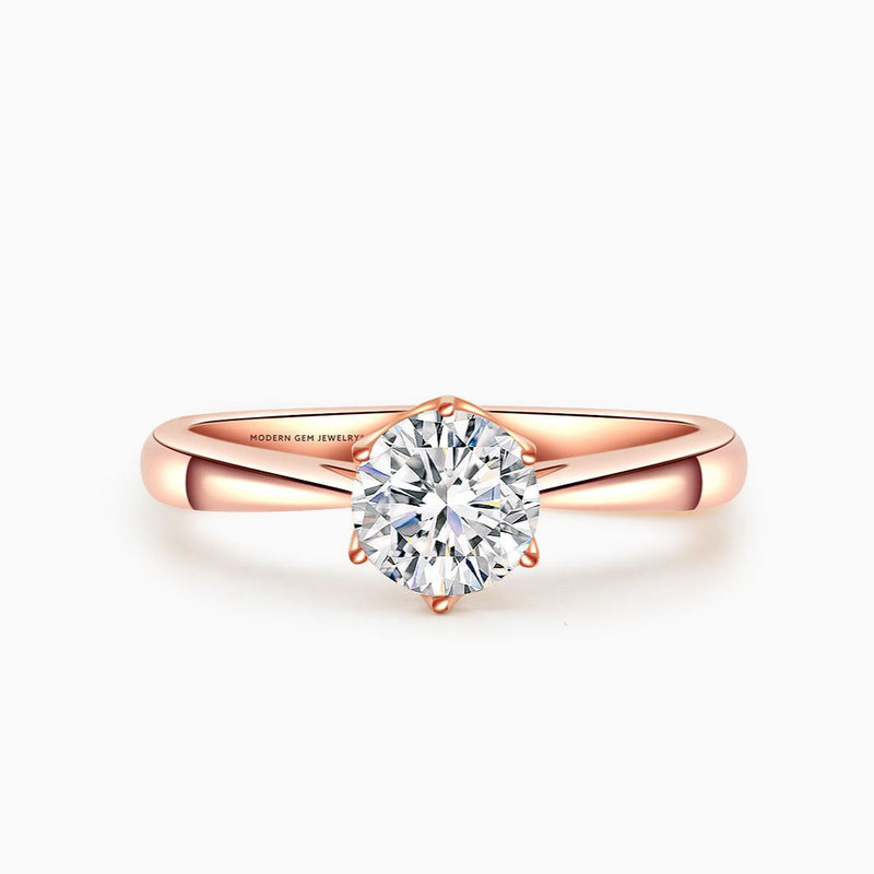 Prong Set Rose Gold Solitaire Diamond Ring | Saratti