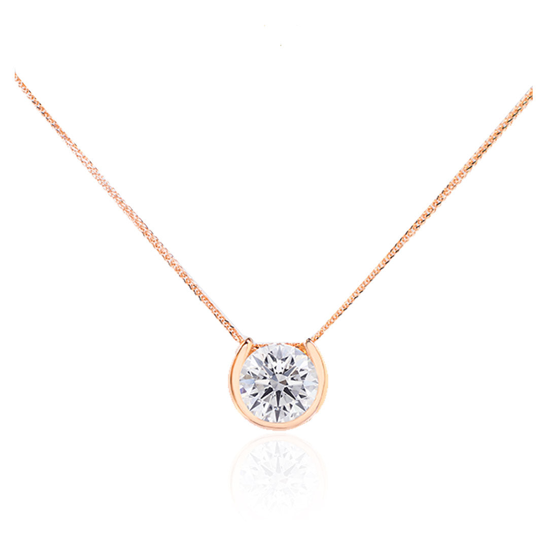 Petite Bezel Diamond Solitaire Necklace | Saratti