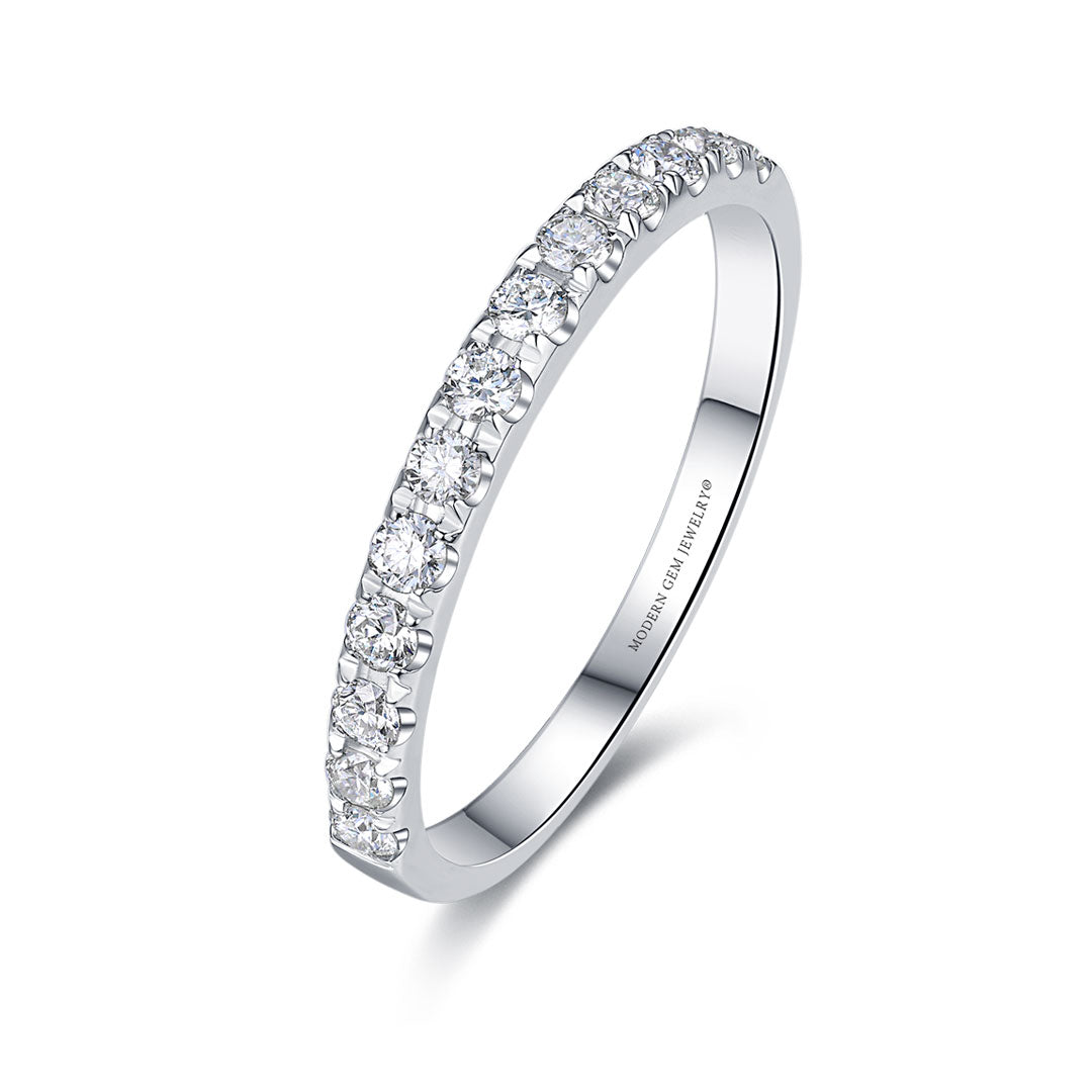 Infinity Pave Set Diamond Wedding Band in White Gold | Modern Gem Jewelry