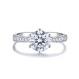 Diamond Solitaire Engagement ring with diamond pave in 18K White gold 