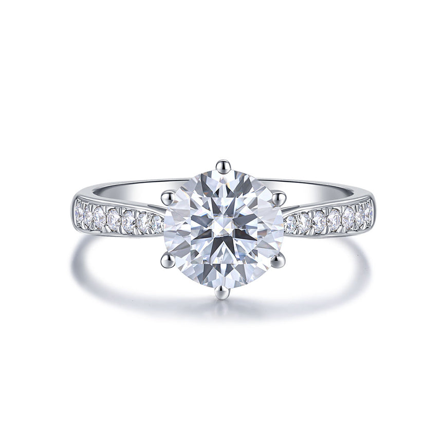 Diamond Solitaire Engagement ring with diamond pave in 18K White gold 